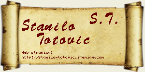 Stanilo Totović vizit kartica